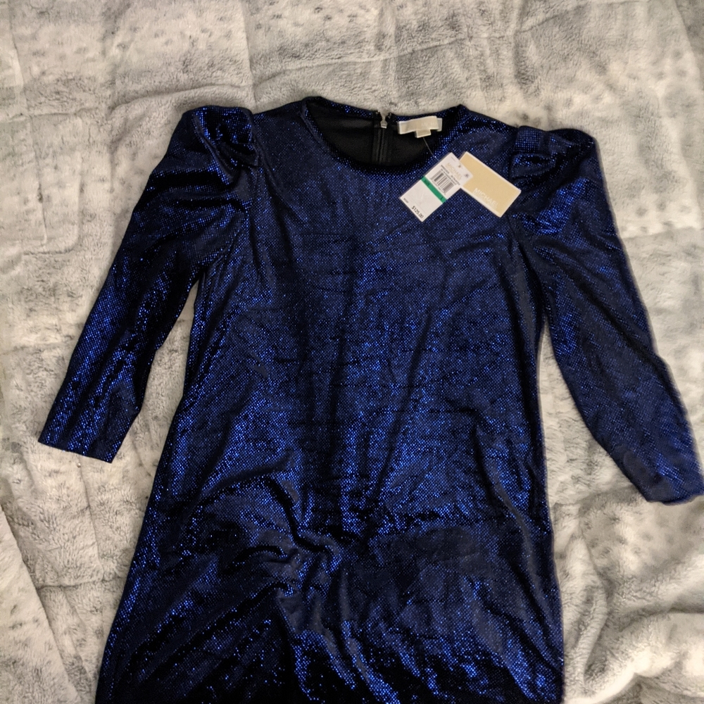 Blue and black sequin dress by Micheal kor